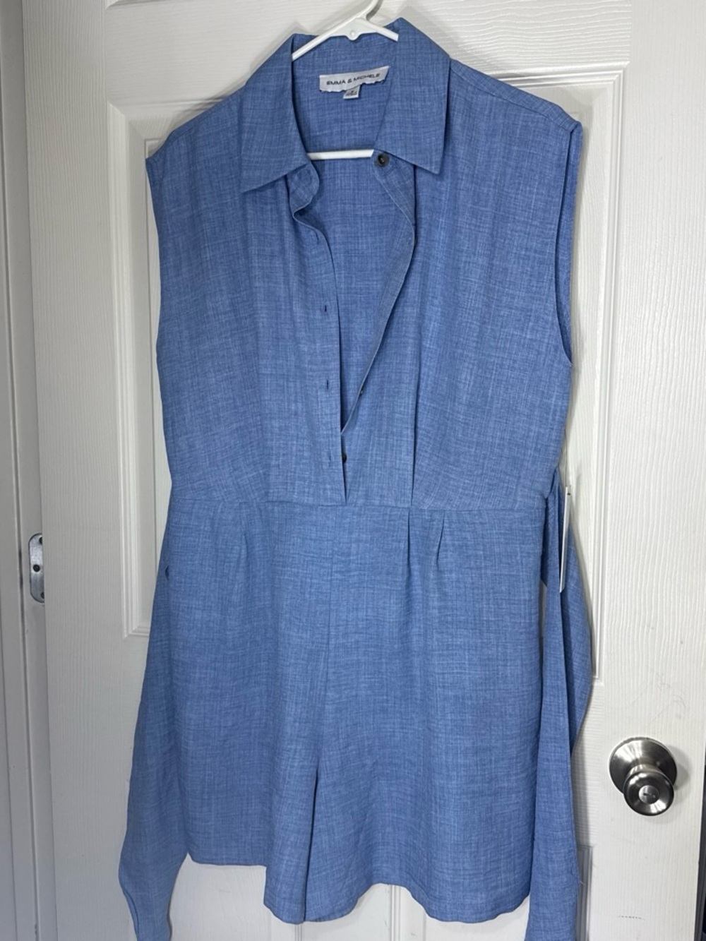Emma & Michele Men's Light Blue Button-Up Romper